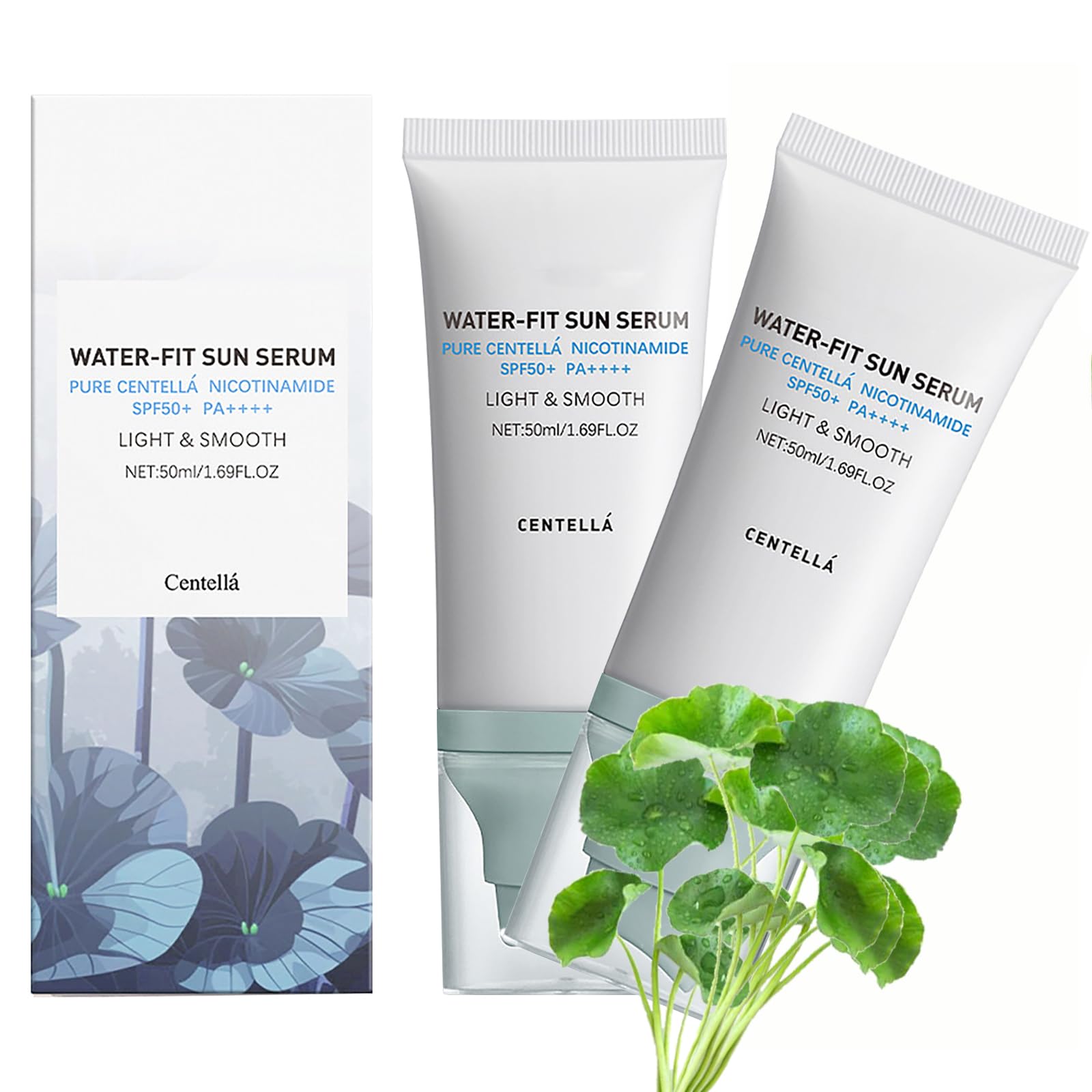 Bouteille d'écran solaire Centella SPF50 prête à être utilisée au quotidien.
