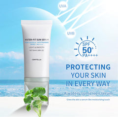 Sérum solaire Centella hydratant offrant une sensation douce sur la peau.