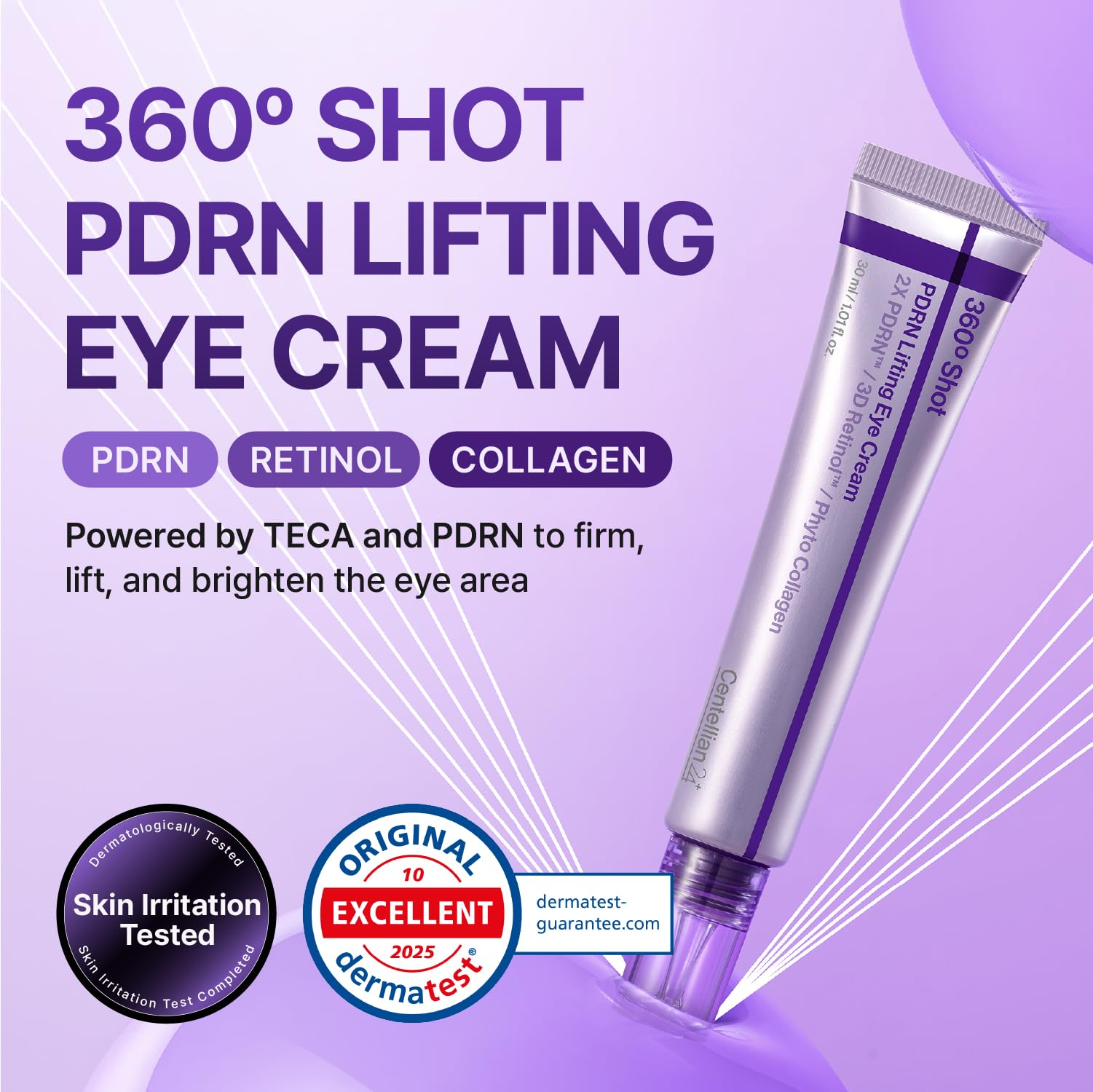 Centellian24 crème yeux montre une texture élastique prête à l'application.