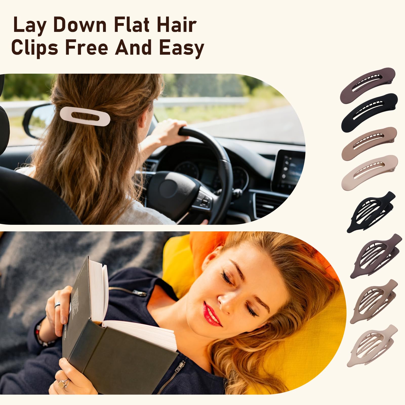 CENTSTAR pinces-cheveux flat-griffe marron foncé, convient cheveux épais
