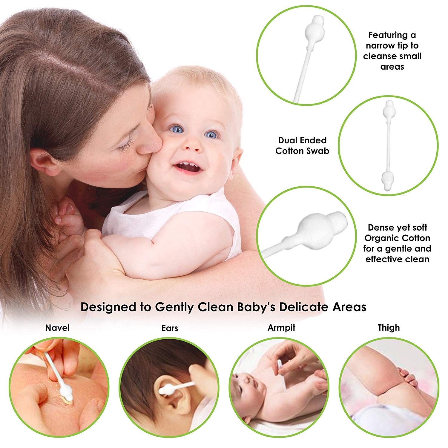 CenYouful bâtonnets coton bébé bio, douceur hypoallergénique.