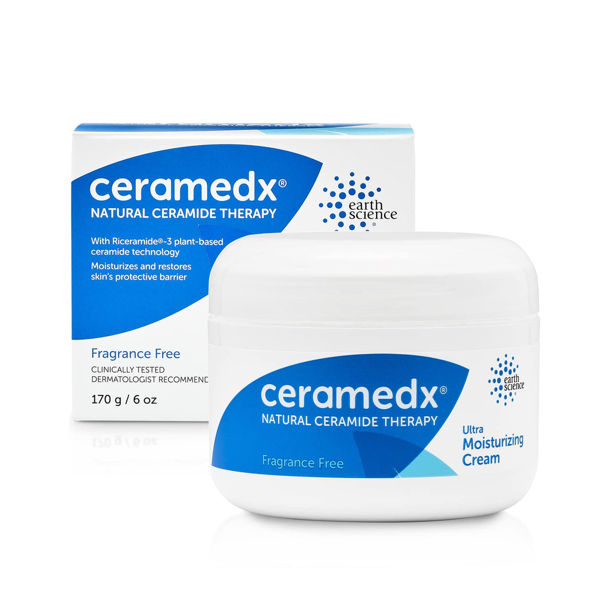Ceramedx, bouteille de crème ceramide naturelle, hydratation durable pour peaux sensibles.