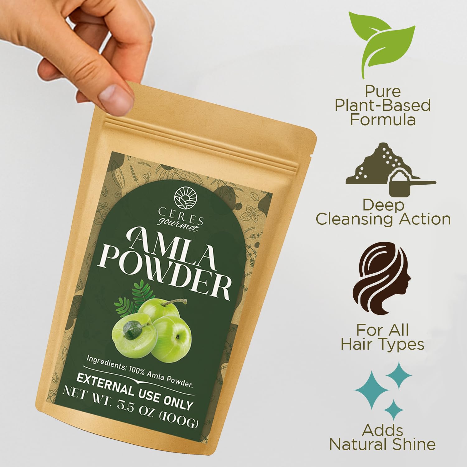 Ceres Gourmet Reetha Poudre Capillaire — lavage en douceur.
