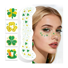 Tatouages Cerlaza Saint-Patrick avec paillettes or, rendu festif et durable.