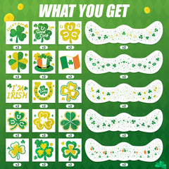 Tatouages Cerlaza Saint-Patrick taches de rousseur brillantes pour le visage.