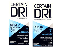 Certain Dri A.M Solid Antiperspirant bouteille et applicateur faciles à utiliser.