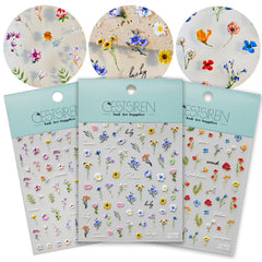 Stickers fleurs CESTSIREN en relief 3D pour des ongles élégants