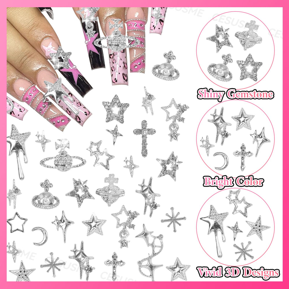CESUSME paillettes argentées pour ongles, fini brillant et durable