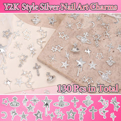CESUSME charms planètes lune 3D argenté pour nail art élégant