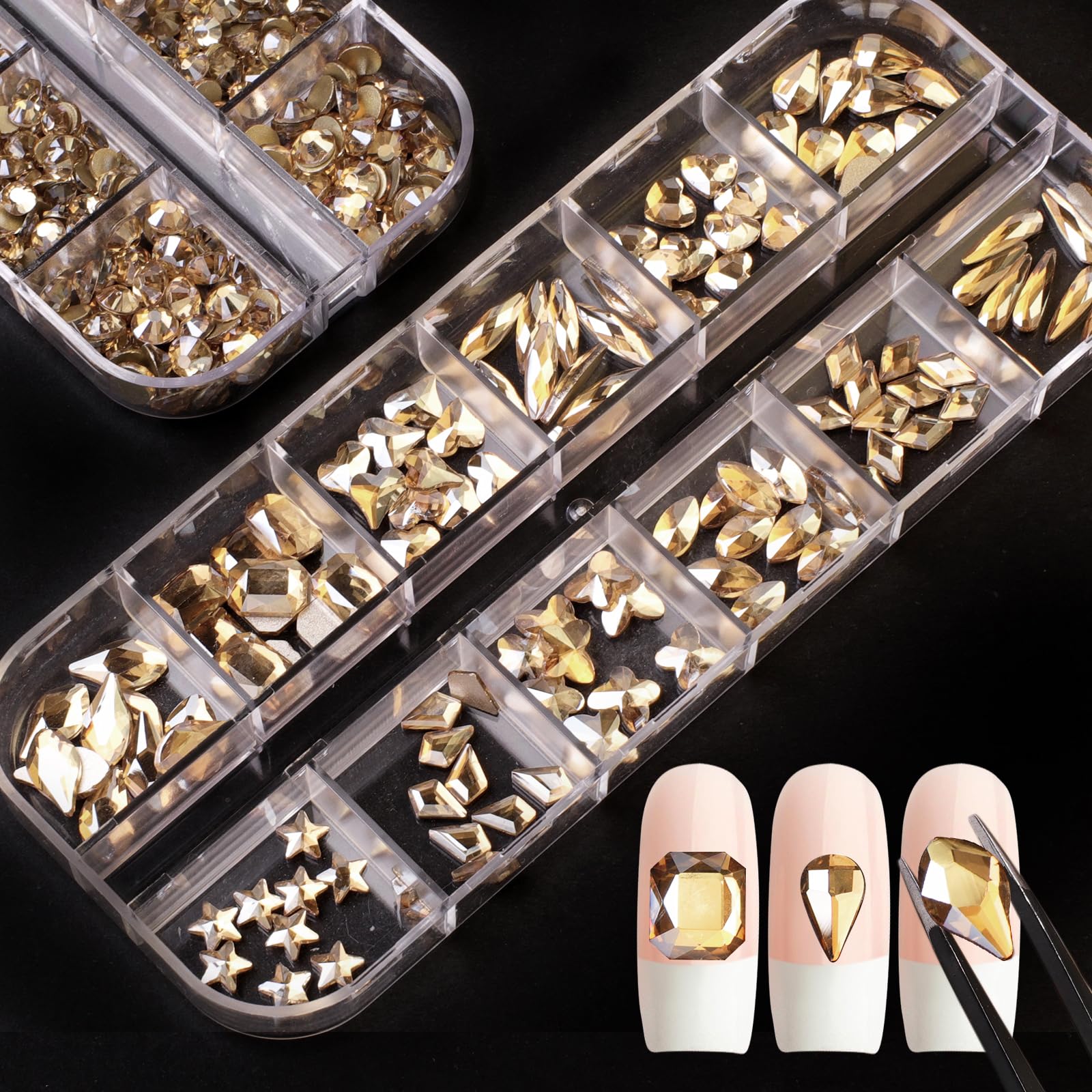 CESUSME rhinestones champagne doré pour art sur ongles, bricolage simple.