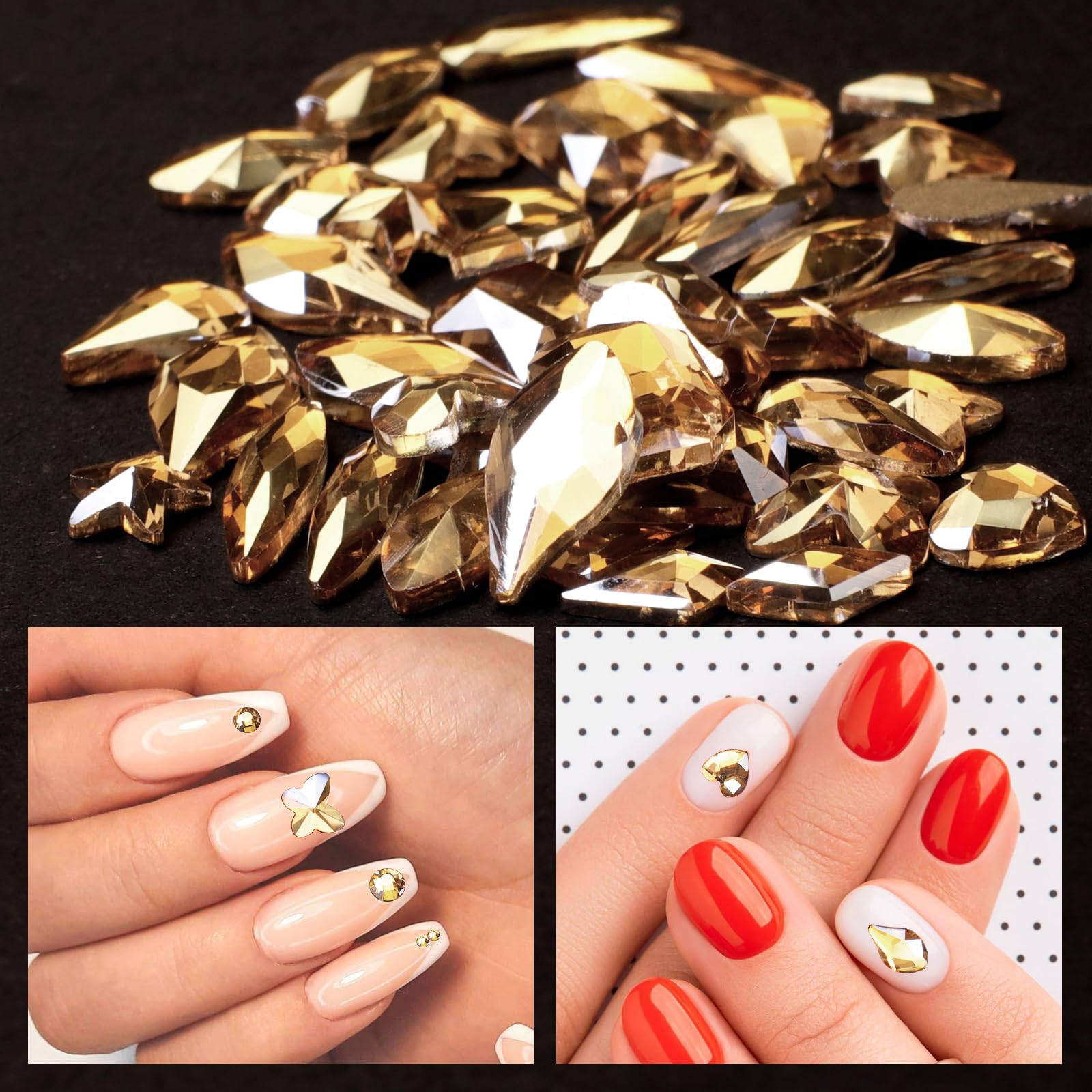 CESUSME rhinestones champagne doré décor bijoux et vetements, éclat discret.