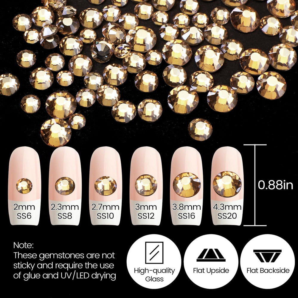 CESUSME rhinestones champagne doré dos plat, facile à poser.