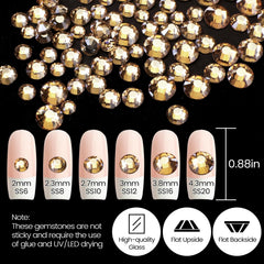 CESUSME rhinestones champagne doré dos plat, facile à poser.