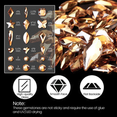 CESUSME rhinestones champagne doré en tailles multiples, designs variés.