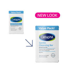 CETAPHIL Barre avec cinq ingrédients nourrissants pour peau sèche et sensible.