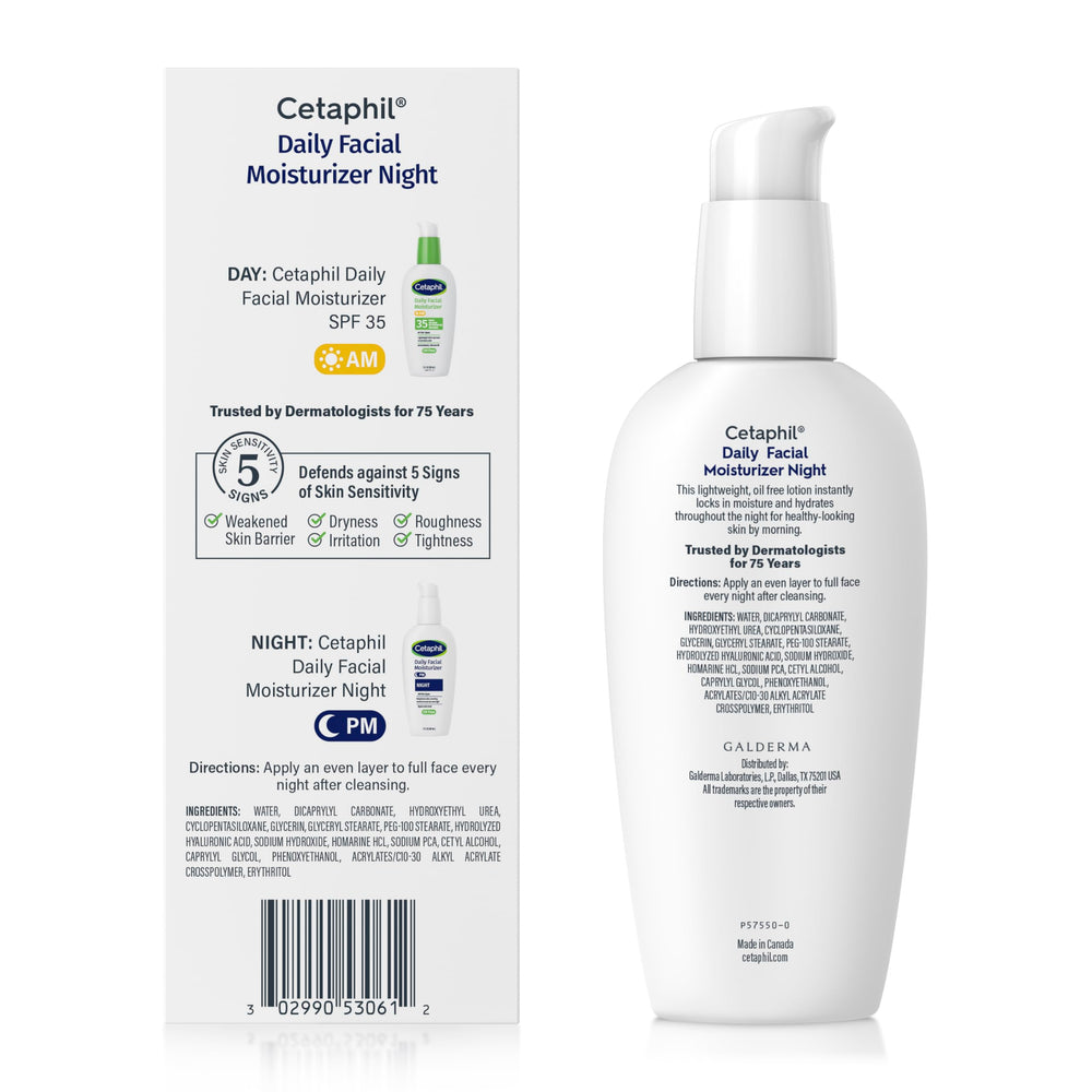 Bouteille Cetaphil Nuit 3oz prête pour votre rituel hydratant.