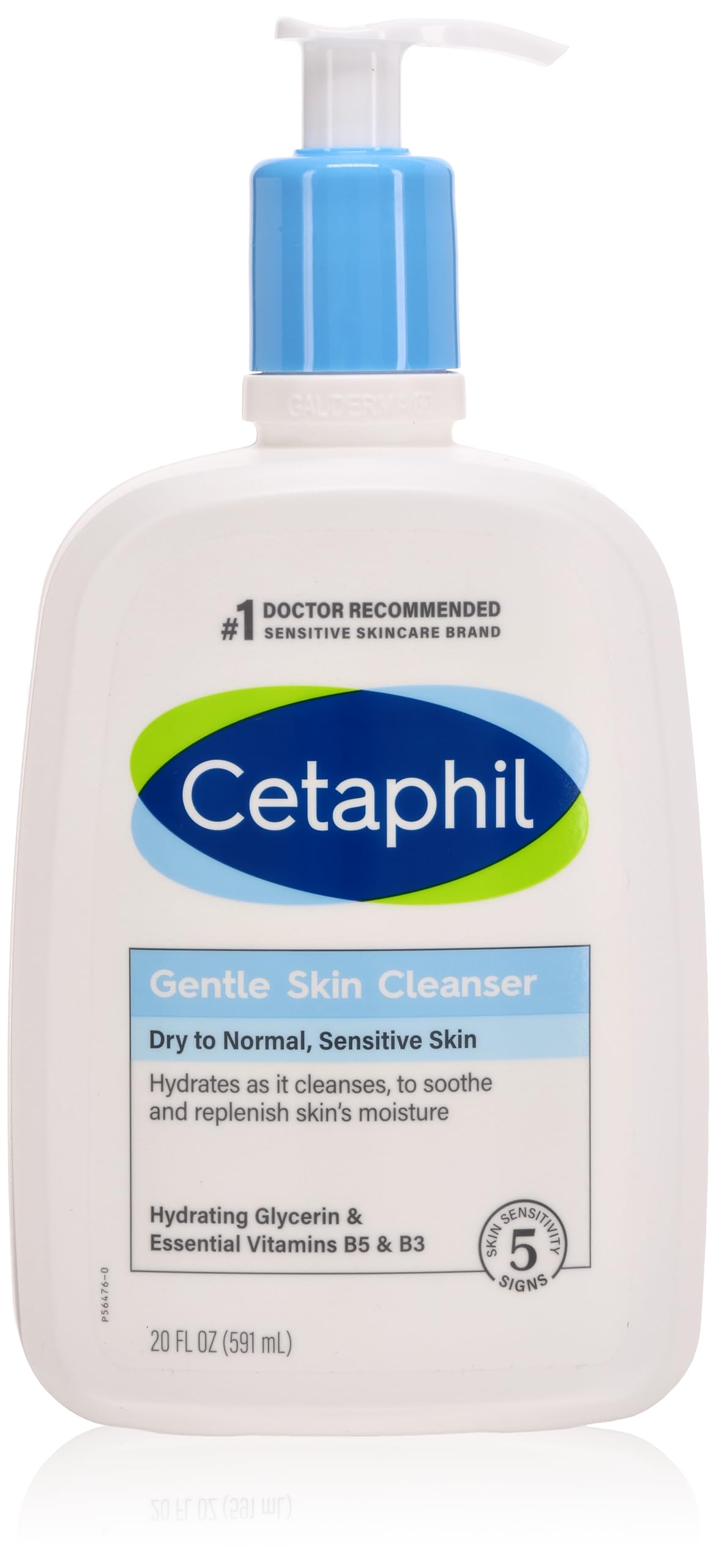 Cetaphil Gentle Skin Cleanser en bouteille de 600 ml nettoie en douceur tout en préservant l’hydratation.