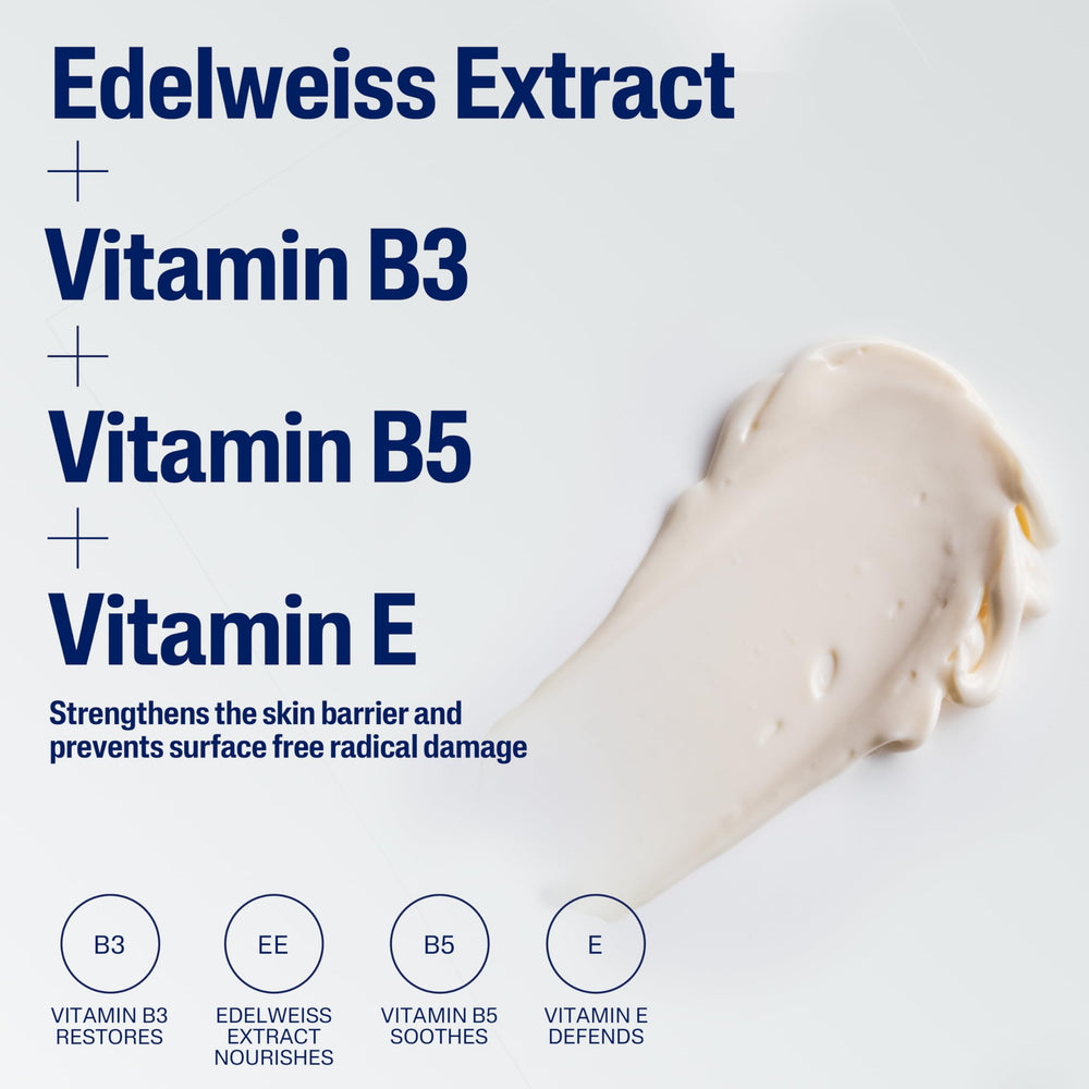 Extrait Edelweiss Cetaphil nourrissant pour renforcer la barrière cutanée.