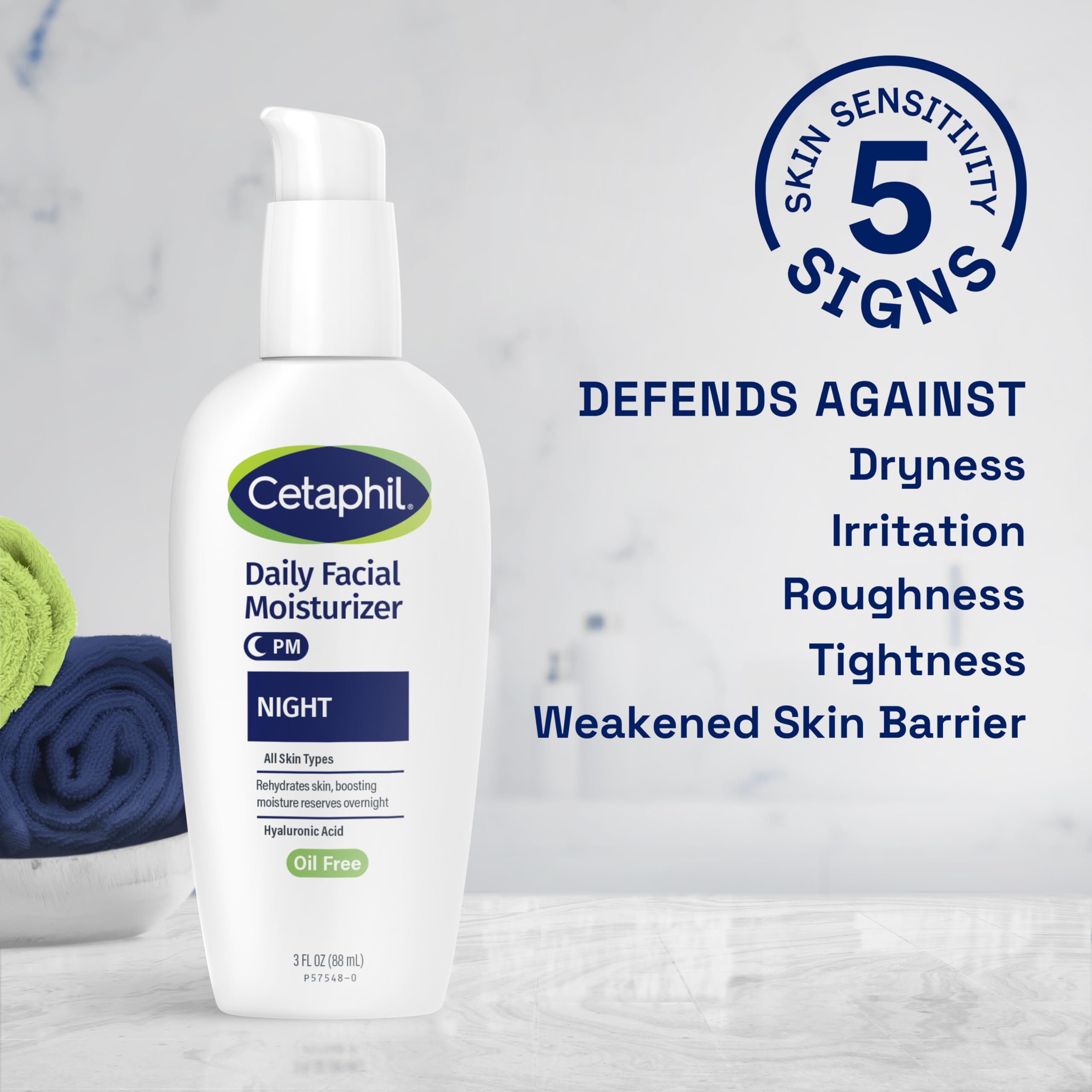 Formule légère et non gras de Cetaphil, hydratation nocturne sans obstruer les pores.