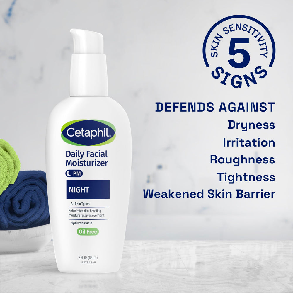 Formule légère et non gras de Cetaphil, hydratation nocturne sans obstruer les pores.