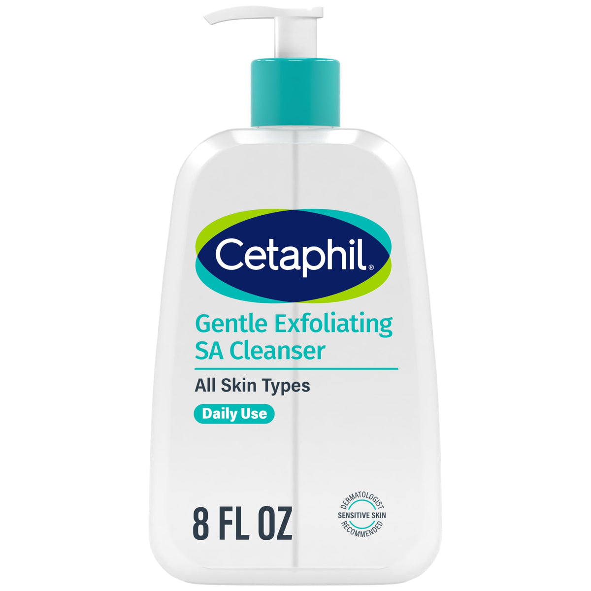 Gel moussant exfoliant doux Cetaphil – pompe, peau sensible, nettoyage en douceur
