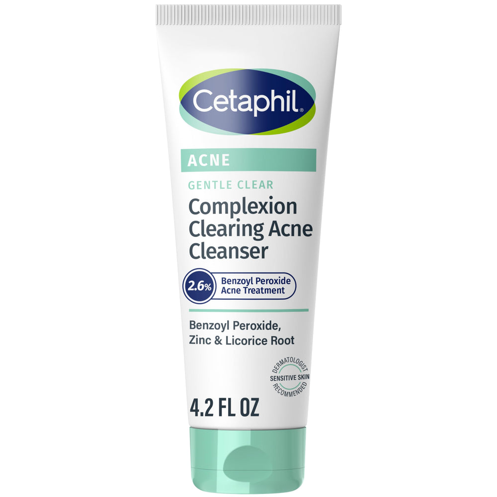 Cetaphil Gentle Clear montre le tube en gros plan témoignant d'une action douce contre l'acné.