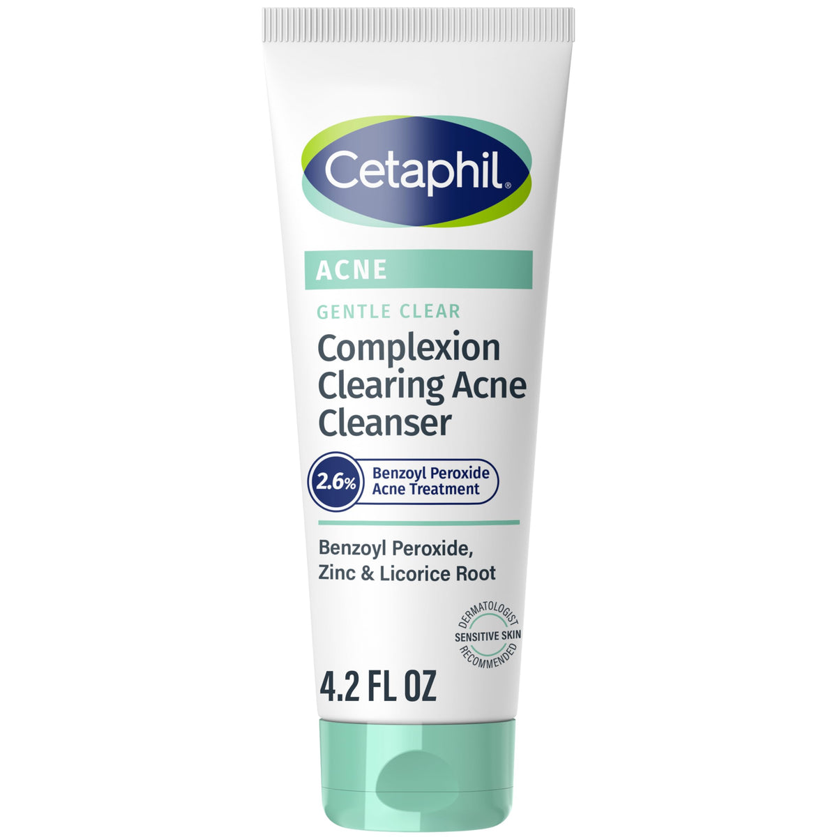 Cetaphil Gentle Clear montre le tube en gros plan témoignant d'une action douce contre l'acné.