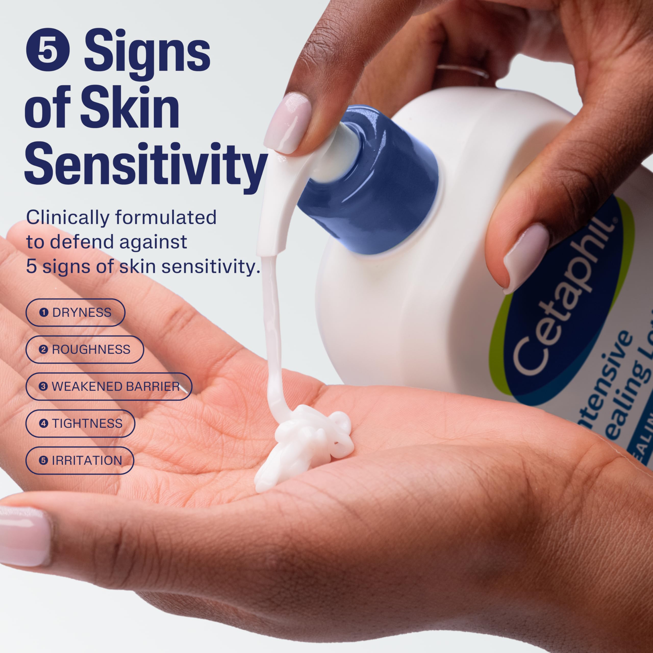 Application facile de Cetaphil, lotion ceramides sur les mains