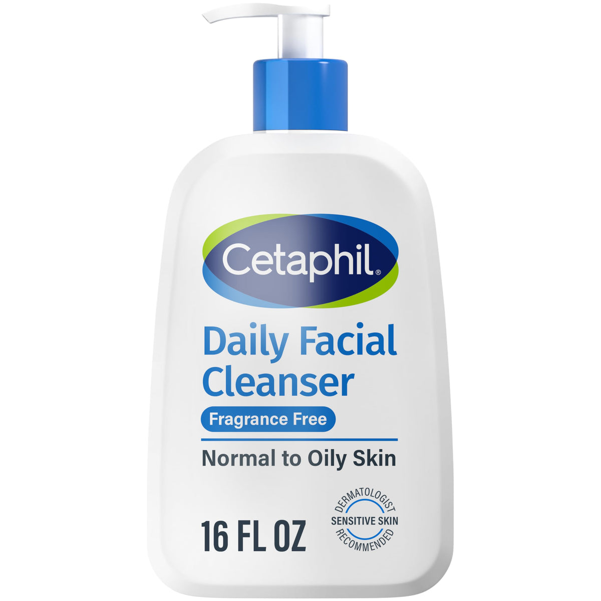 Cetaphil nettoyant quotidien visage, bouteille sans parfum, soin doux pour peau sensible.