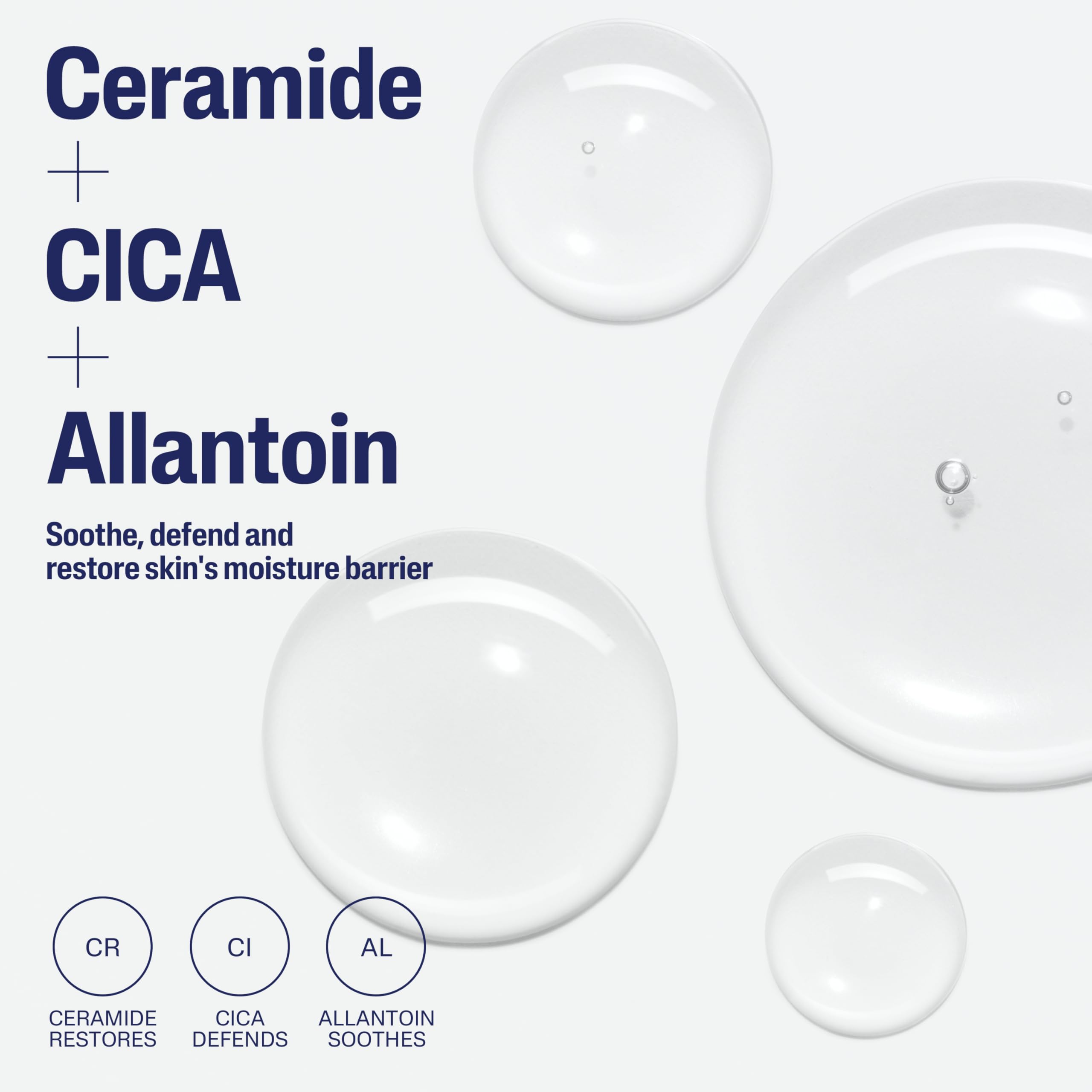 Barrière cutanée renforcée grâce aux céramides et à la CICA, Cetaphil Ceramide Serum.