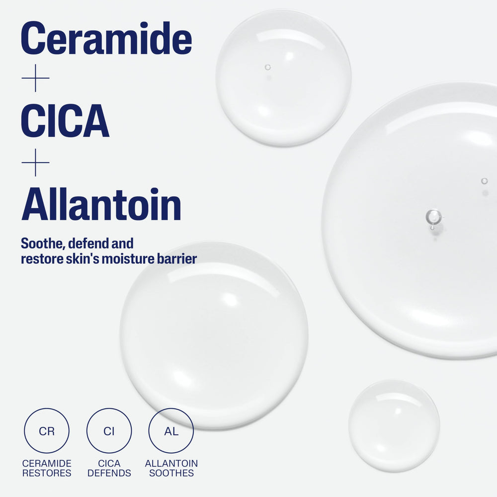Barrière cutanée renforcée grâce aux céramides et à la CICA, Cetaphil Ceramide Serum.