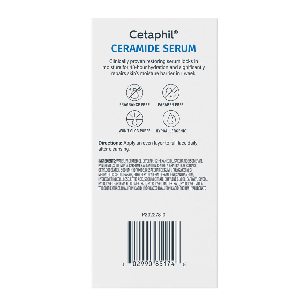 Intégration facile dans votre routine visage avec Cetaphil Ceramide Serum.