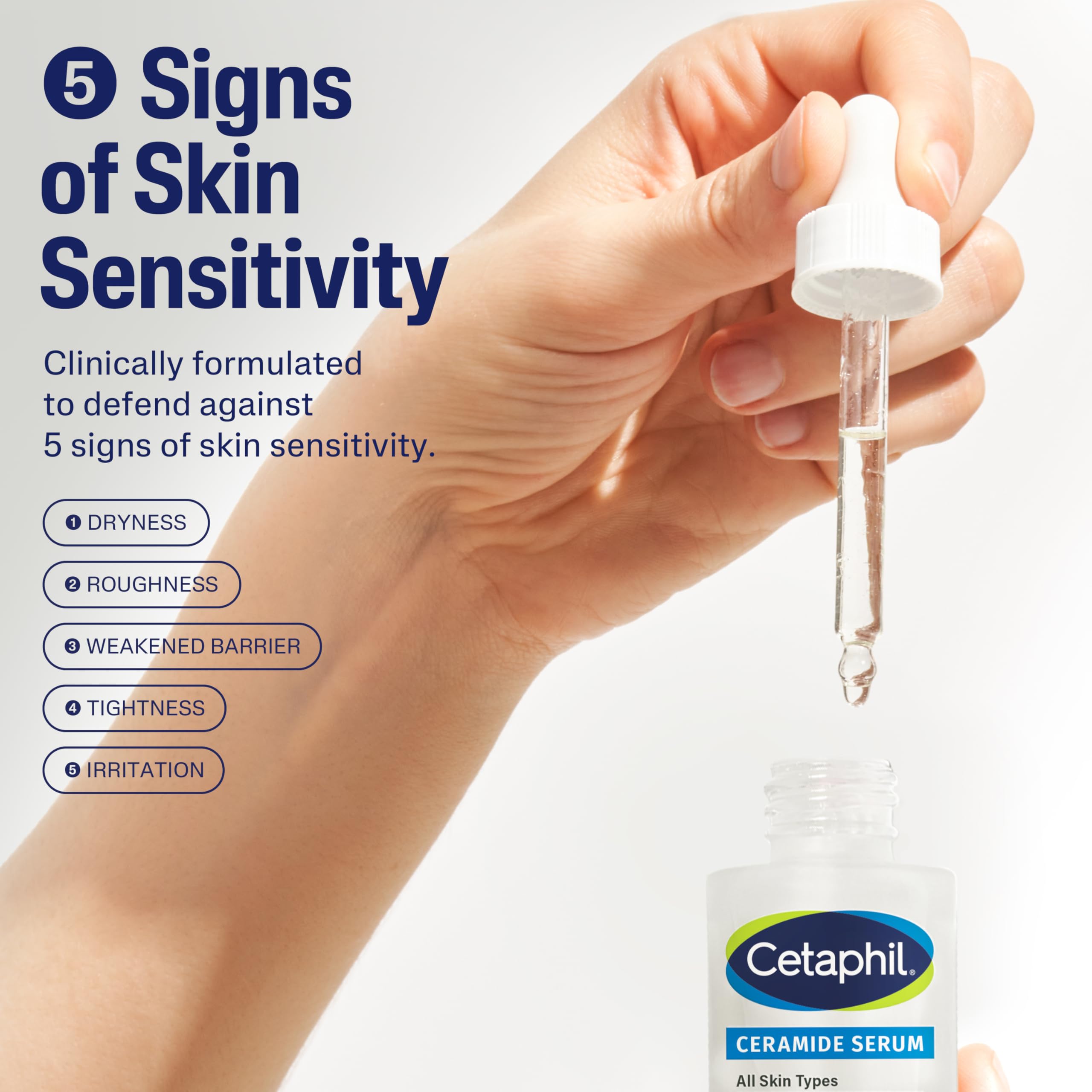 Texture légère du Cetaphil Ceramide Serum, non gras et adaptée aux peaux sensibles.