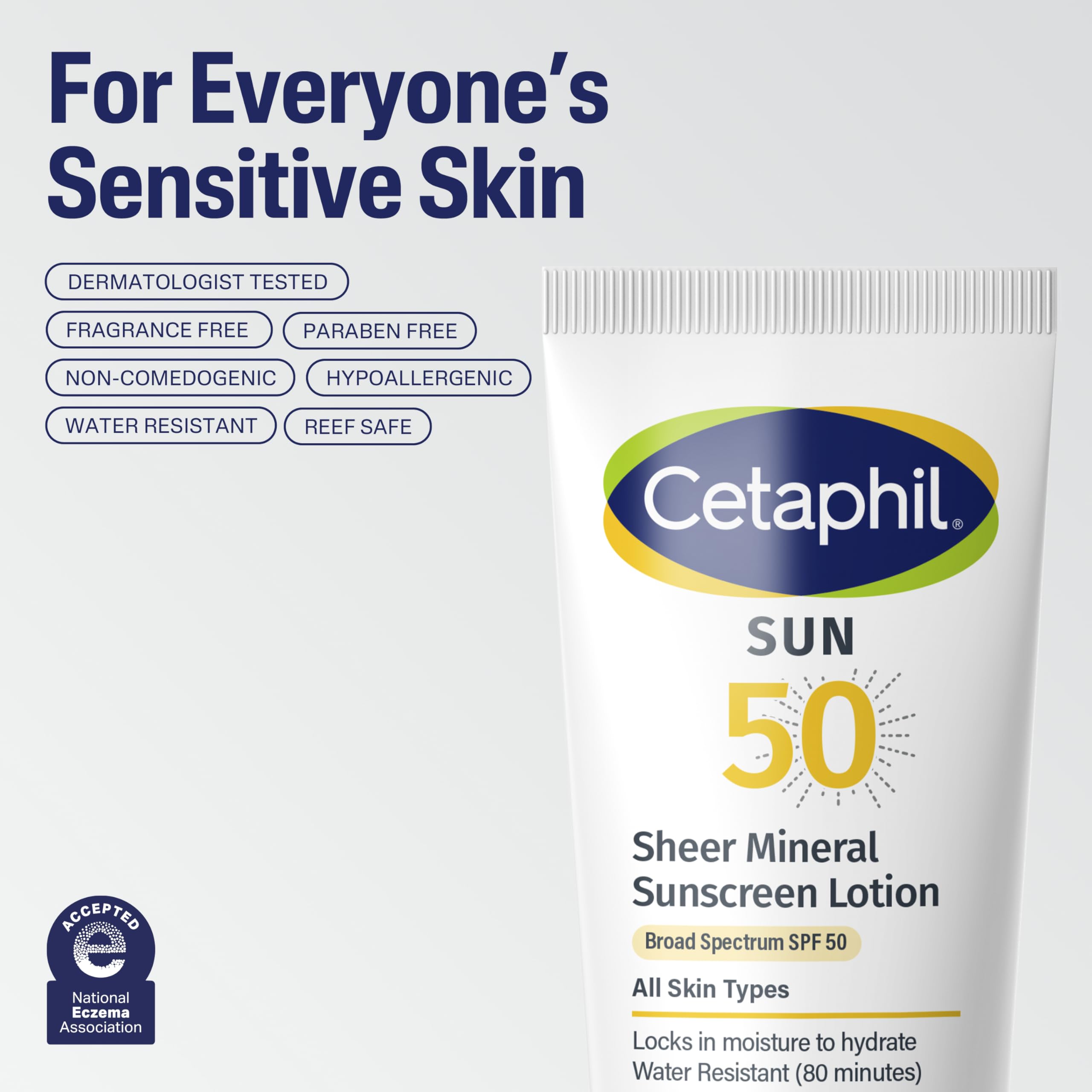 Cetaphil Sheer Mineral Sunscreen SPF 50 is water resistant for active days.