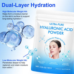 CFXYHNOX poudre hyaluronique pure sans parfum adaptée à tous types de peau