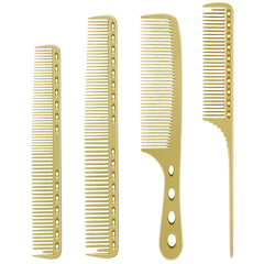CGBARBER ensemble quatre peignes aluminium doré pour coiffage précis