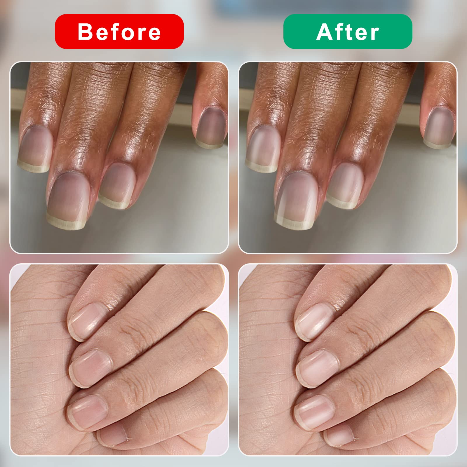 Aperçu Avant-Après montrant la brillance des ongles avec CGBE