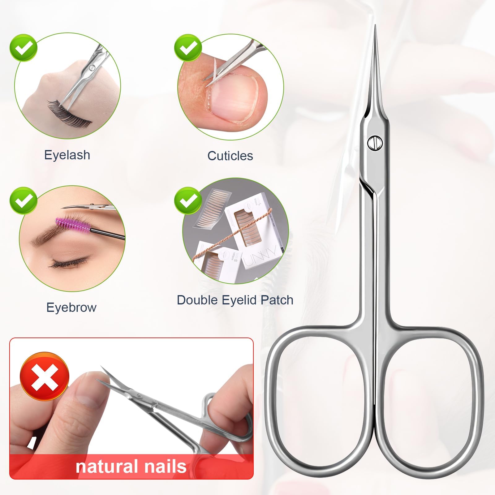 CGBE ciseaux cils: usage délicat sur les cils et paupières.