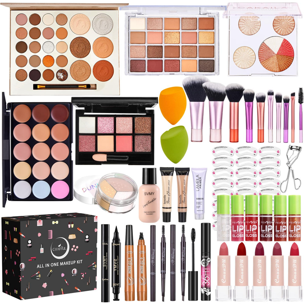 CHAFFUL coffret maquillage tout-en-un avec fond de teint, teint homogène et durable.