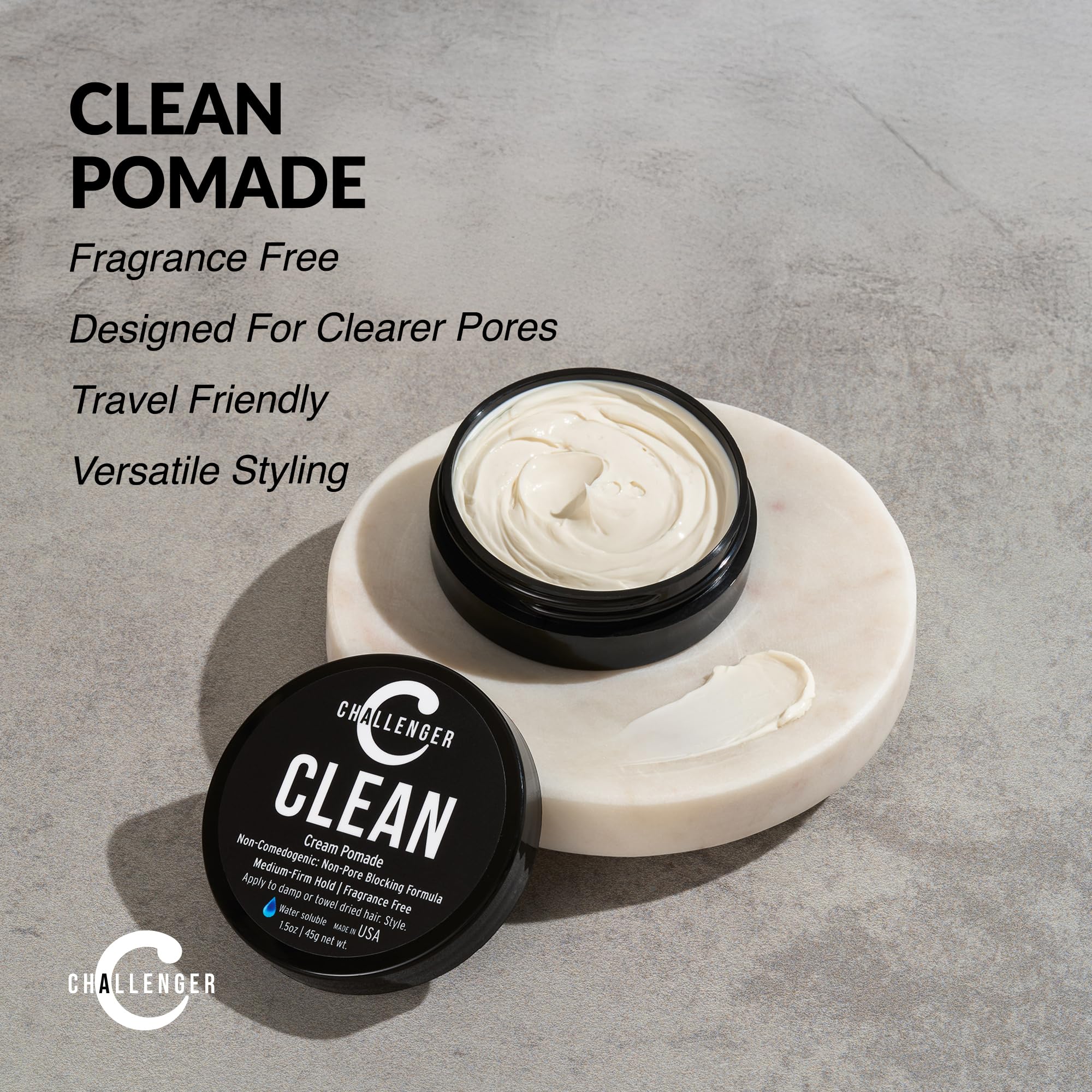 Challenger Crème Pomade: rinçage facile sans résidus.