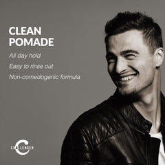 Pomade Challenger texture matte naturelle pour fini discret et élégant.