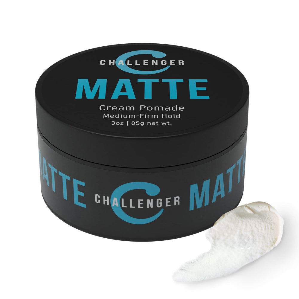 Challenger Matte Crème Pomade – Bouteille compacte pour un style mat naturel.