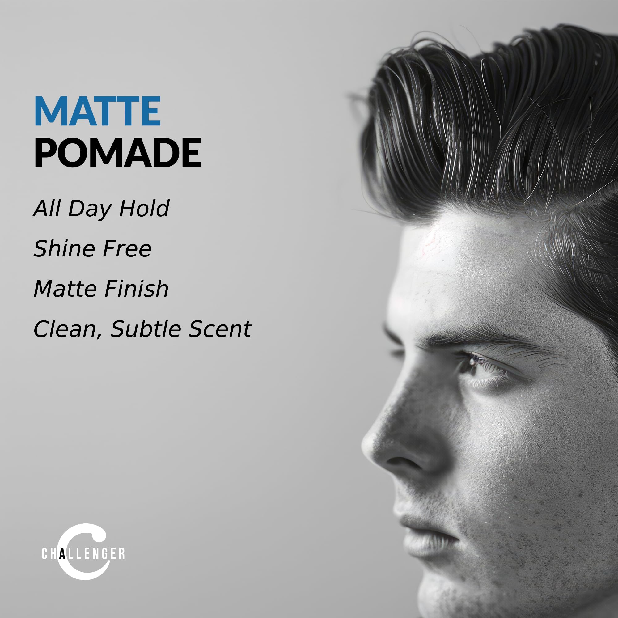 Challenger Matte Crème Pomade – Texture sans brillance pour cheveux courts et moyens.