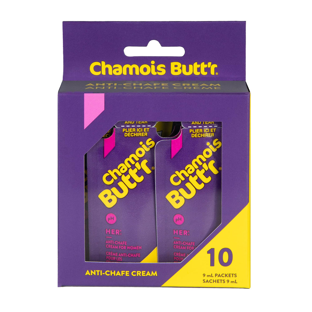 Chamois Butt'r Her' en sachets de 9 ml, prêt à l'emploi avant l'effort.