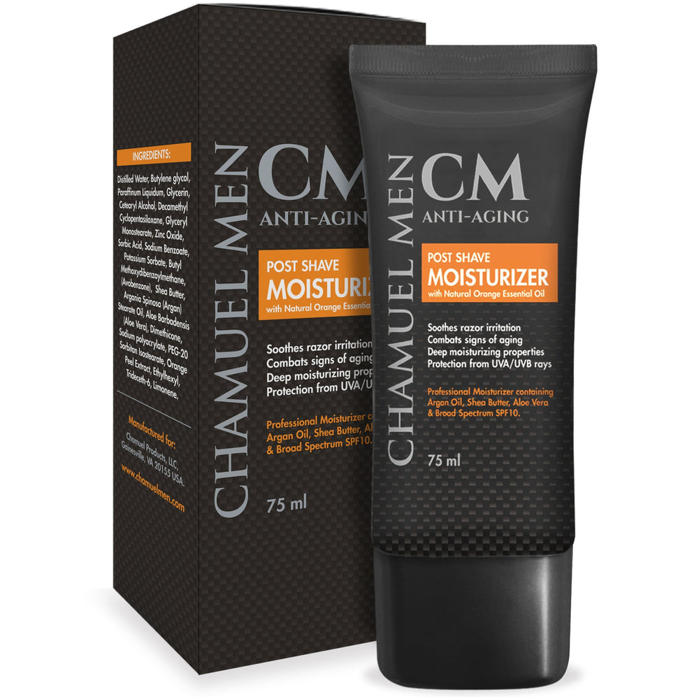 CHAMUEL MEN crème visage argan karité aloe : hydratation durable pour peau sensible et sèche.