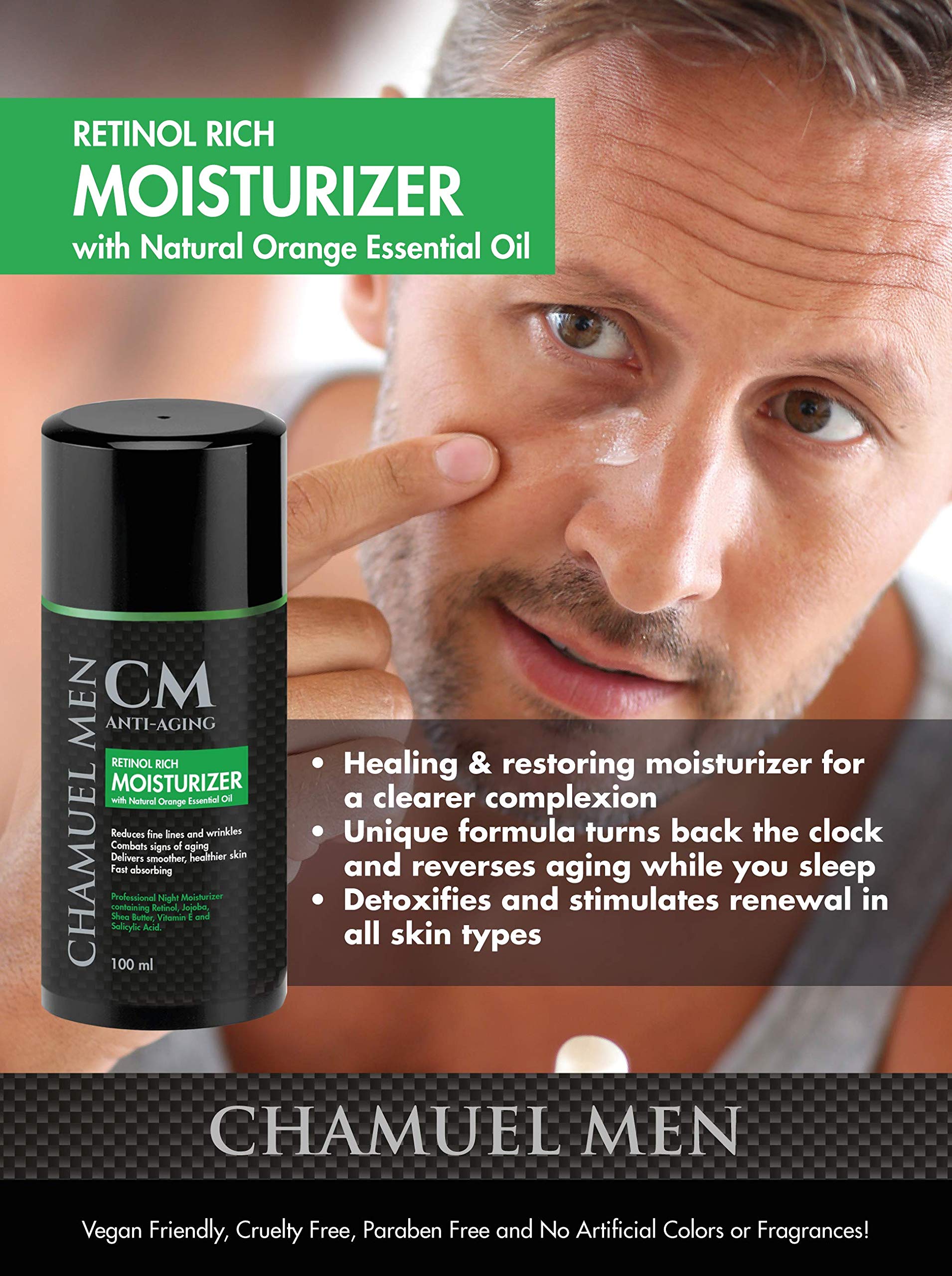 CHAMUEL MEN overnight lotion creamy texture ready to absorb