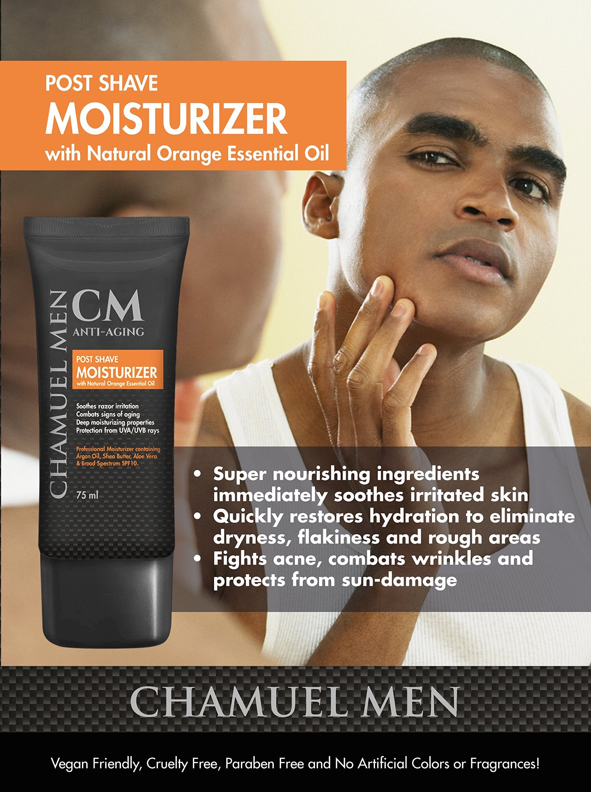 CHAMUEL MEN peau sensible rasage : adapté à tous les types de peau après rasage.