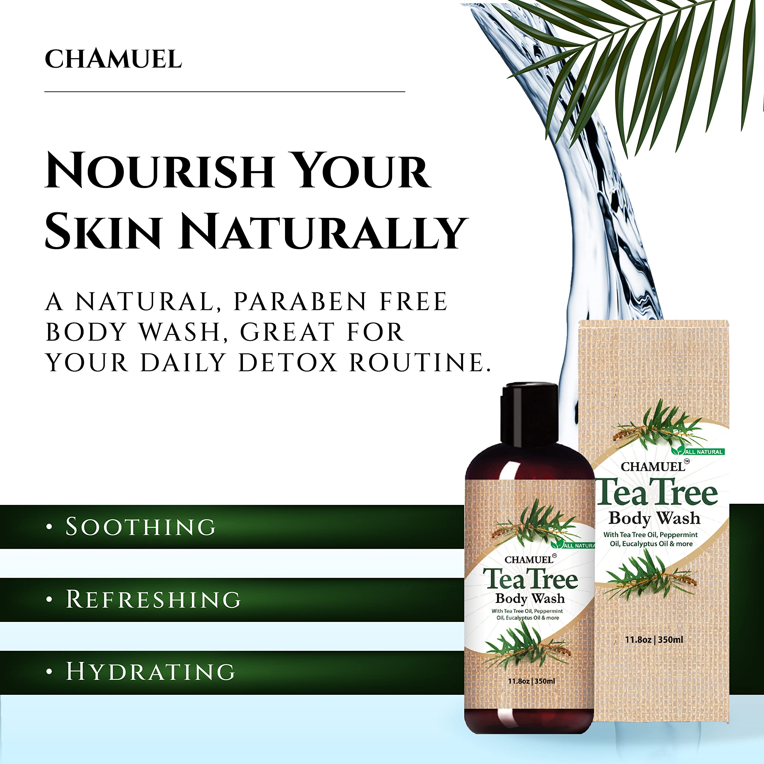 Ingrédients naturels Chamuel Tea Tree: Aloe Vera et huiles essentielles