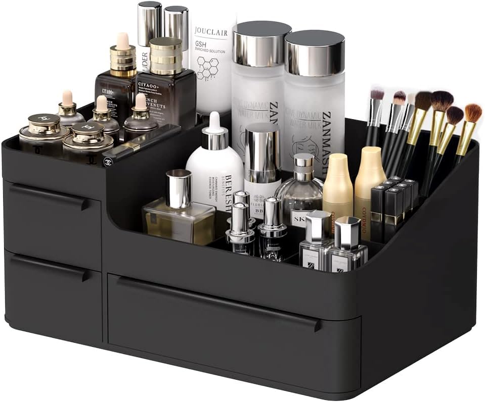 CHANCETSUI Organisateur maquillage vanité avec 6 compartiments pour un rangement pratique.
