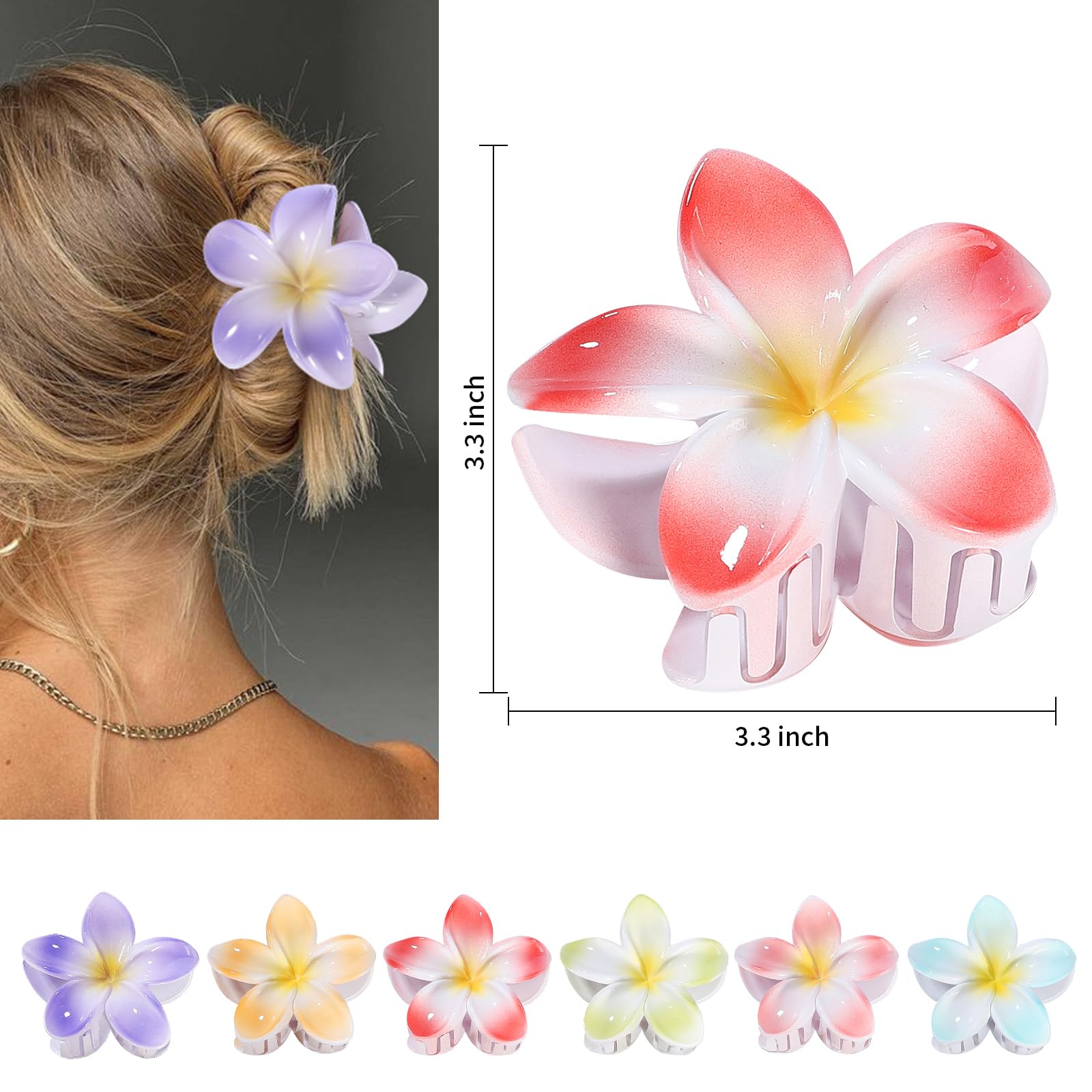 CHANDAT broches hibiscus bleu clair, pratique pour cheveux longs et courts.